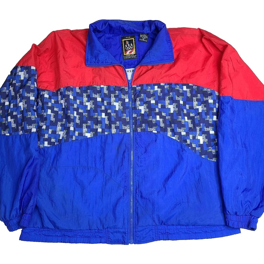 Vintage JcPenny USA Olympic Windbreaker Jacket Size X-Large Red White Blue‎